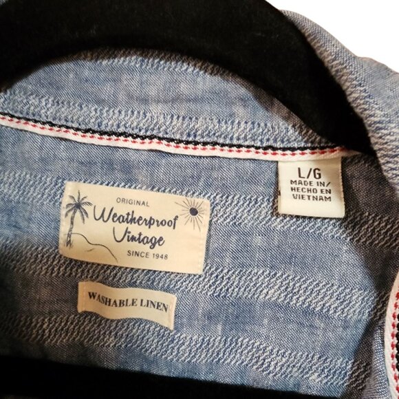 Weather Proof Vintage Linen Button Down Shirt Mens Size L - Picture 3 of 3